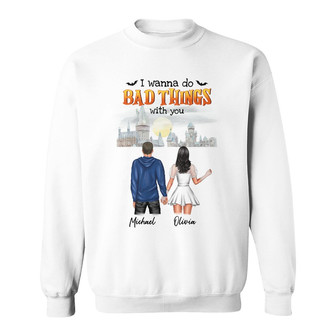 Personalized Fall Halloween Couple Sweatshirt - Thegiftio UK