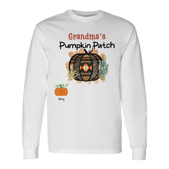 Personalized Fall Halloween Grandma Mom Long Sleeve Shirt - Thegiftio UK