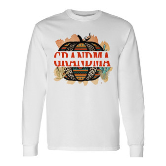 Personalized Fall Halloween Grandma Pumpkin Long Sleeve Shirt - Thegiftio UK