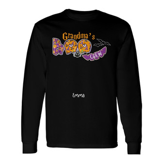 Personalized Fall Halloween Mom Grandma Boo Crew Long Sleeve Shirt - Thegiftio UK