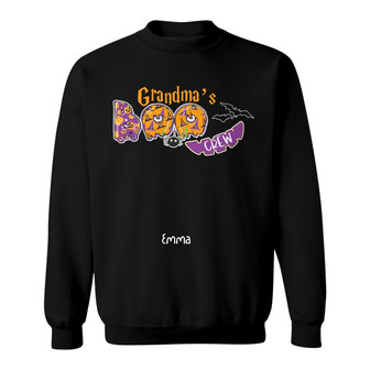 Personalized Fall Halloween Mom Grandma Boo Crew Sweatshirt - Thegiftio UK