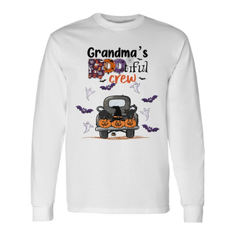 Personalized Fall Halloween Mom Grandma Long Sleeve Shirt - Thegiftio UK