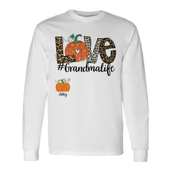 Personalized Fall Halloween Mom Grandma Long Sleeve Shirt - Thegiftio UK