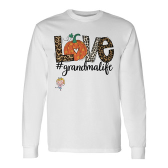 Personalized Fall Halloween Mom Grandma Long Sleeve Shirt - Thegiftio UK