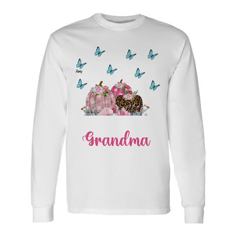 Personalized Fall Halloween Mom Grandma Long Sleeve Shirt - Thegiftio UK