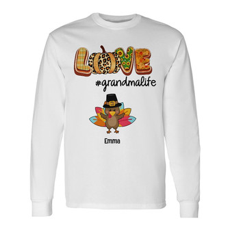 Personalized Fall Halloween Turkey Mom Grandma Long Sleeve Shirt - Thegiftio UK