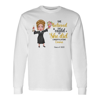 Personalized Graduation Girl 2022 Long Sleeve Shirt - Thegiftio UK