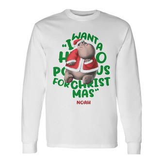 Personalized I Want A Hippopotamus For Christmas Long Sleeve Shirt - Thegiftio UK