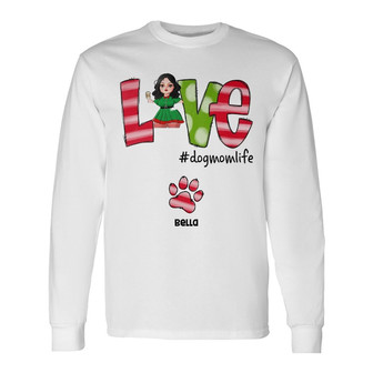 Personalized Love Dog Mom Christmas Long Sleeve Shirt - Thegiftio UK