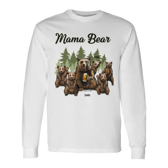 Personalized Mama Bear Mom Long Sleeve Shirt - Thegiftio UK