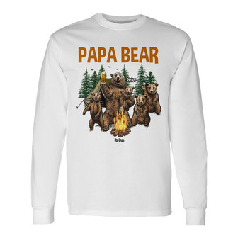 Personalized Mom Dad Papa Bear Camping Long Sleeve Shirt - Thegiftio UK