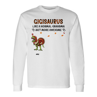 Personalized Mom Grandma Dinosaur Fall Halloween Long Sleeve Shirt - Thegiftio UK
