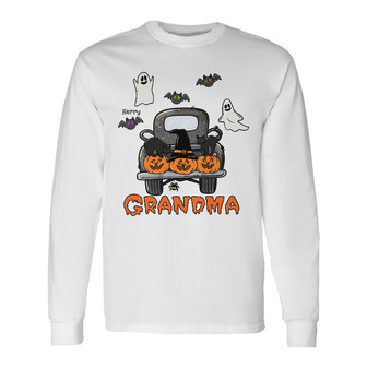 Personalized Mom Grandma Fall Halloween Long Sleeve Shirt - Thegiftio UK