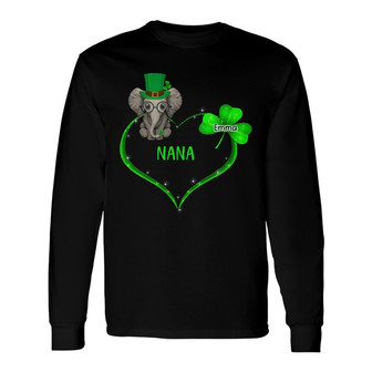 Personalized Mom Grandma Patrick's Day Elephant Long Sleeve Shirt - Thegiftio UK