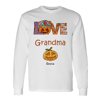 Personalized Mom Grandma Pumpkins Fall Halloween Long Sleeve Shirt - Thegiftio UK