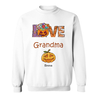 Personalized Mom Grandma Pumpkins Fall Halloween Sweatshirt - Thegiftio UK