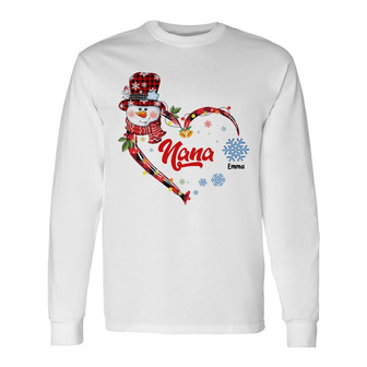 Personalized Mom Grandma Snowman Christmas Long Sleeve Shirt - Thegiftio UK