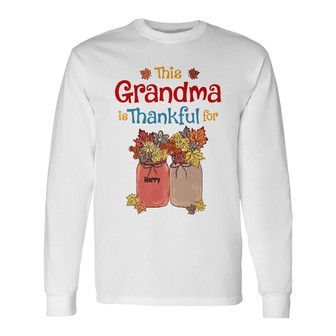 Personalized Mom Grandma Thankful Fall Halloween Long Sleeve Shirt - Thegiftio UK