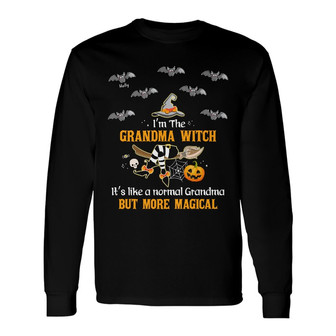 Personalized Mom Grandma Witch Fall Halloween Long Sleeve Shirt - Thegiftio UK