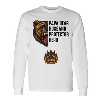 Personalized Papa Dad Grandpa Bear Long Sleeve Shirt - Thegiftio UK