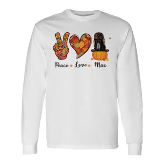 Personalized Peace Love Dog Fall Halloween Long Sleeve Shirt - Thegiftio UK