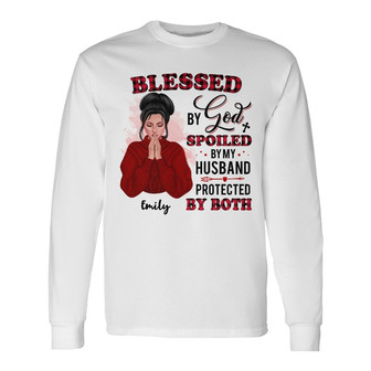 Personalized Protected By God And Husband Long Sleeve Shirt - Thegiftio UK