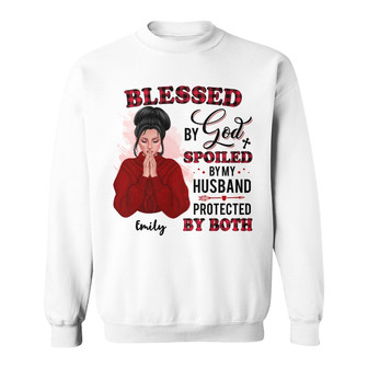 Personalized Protected By God And Husband Sweatshirt - Thegiftio UK