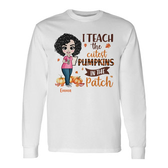 Personalized Teacher Pumpkins Patch Long Sleeve Shirt - Thegiftio UK