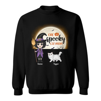 Personalized Witch Halloween Cat Mom Sweatshirt - Thegiftio UK