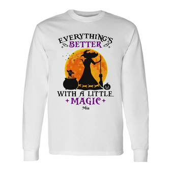 Personalized Witch Magic Fall Halloween Long Sleeve Shirt - Thegiftio UK