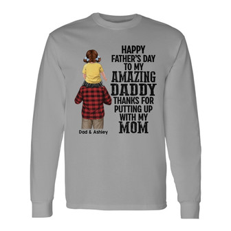 Piggy Back Thanks Dad Personalized Long Sleeve Shirt - Thegiftio UK
