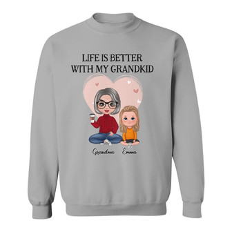 Pink Heart Doll Grandma Better With Grandkids Custom Sweatshirt - Thegiftio UK