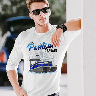 Pontoon Captain Custom Long Sleeve Shirt - Birthday Gift for Travelers - Thegiftio UK