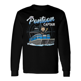 Pontoon Captain Personalized Long Sleeve Shirt - Gift for Travelers - Thegiftio UK