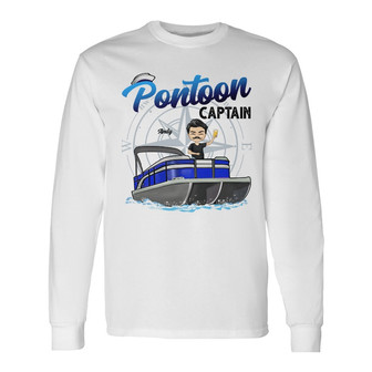 Pontoon Captain Personalized Long Sleeve Shirt - Gift for Travelers - Thegiftio UK