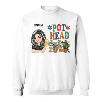 Pot Head Gardening Personalized Sweatshirt - Gift for Her - Thegiftio UK