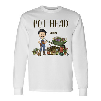 Pot Head Personalized Long Sleeve Shirt - Gift for Garden Lovers - Thegiftio UK