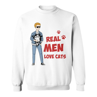 Real Men Love Cat Stick Man Custom Sweatshirt - Cat Lovers Gift - Thegiftio UK