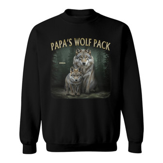 Realistic Art Papa Dad Wolf Pack Custom Sweatshirt - Thegiftio UK