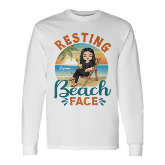Resting Beach Face Chibi Girl Custom Long Sleeve Shirt - Gift for Her - Thegiftio UK