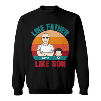 Retro Like Father Like Son Daughter Custom Sweatshirt - Thegiftio UK