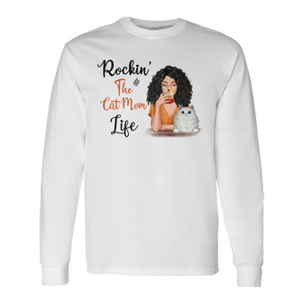 Rockin' Cat Mom Life Cocktail Girl Custom Long Sleeve Shirt - Thegiftio UK