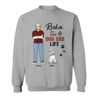 Rockin' Dog Dad Life Man & Sitting Dog Custom Sweatshirt - Gift - Thegiftio UK