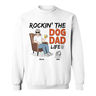 Rockin' Dog Dad Life Sitting Man Custom Sweatshirt - For Dad - Thegiftio UK
