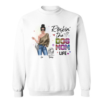 Rockin' Dog Mom Life Fashion Girl Custom Sweatshirt - Thegiftio UK