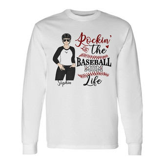 Rockin' The Baseball Mom Life Custom Long Sleeve Shirt - Gift for Mom - Thegiftio UK