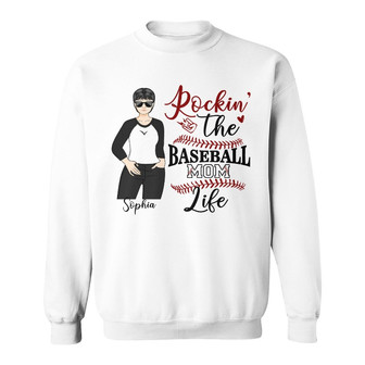 Rockin' The Baseball Mom Life Custom Sweatshirt - Gift for Mom - Thegiftio UK