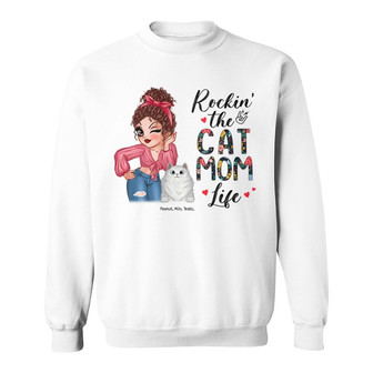 Rockin' The Cat Mom Life Custom Sweatshirt - Cat Lovers Gift - Thegiftio UK