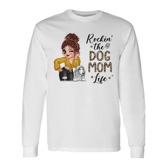 Rockin The Dog Mom Life Custom Long Sleeve Shirt - Gift for Dog Lovers - Thegiftio UK
