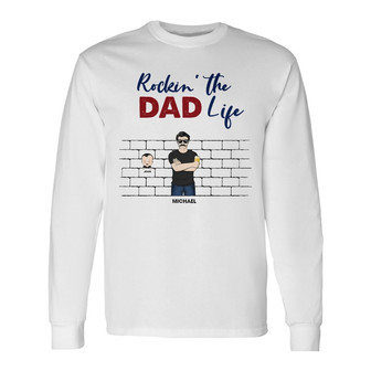 Rockin' The Father Life Custom Long Sleeve Shirt - Gift for Grandpa - Thegiftio UK
